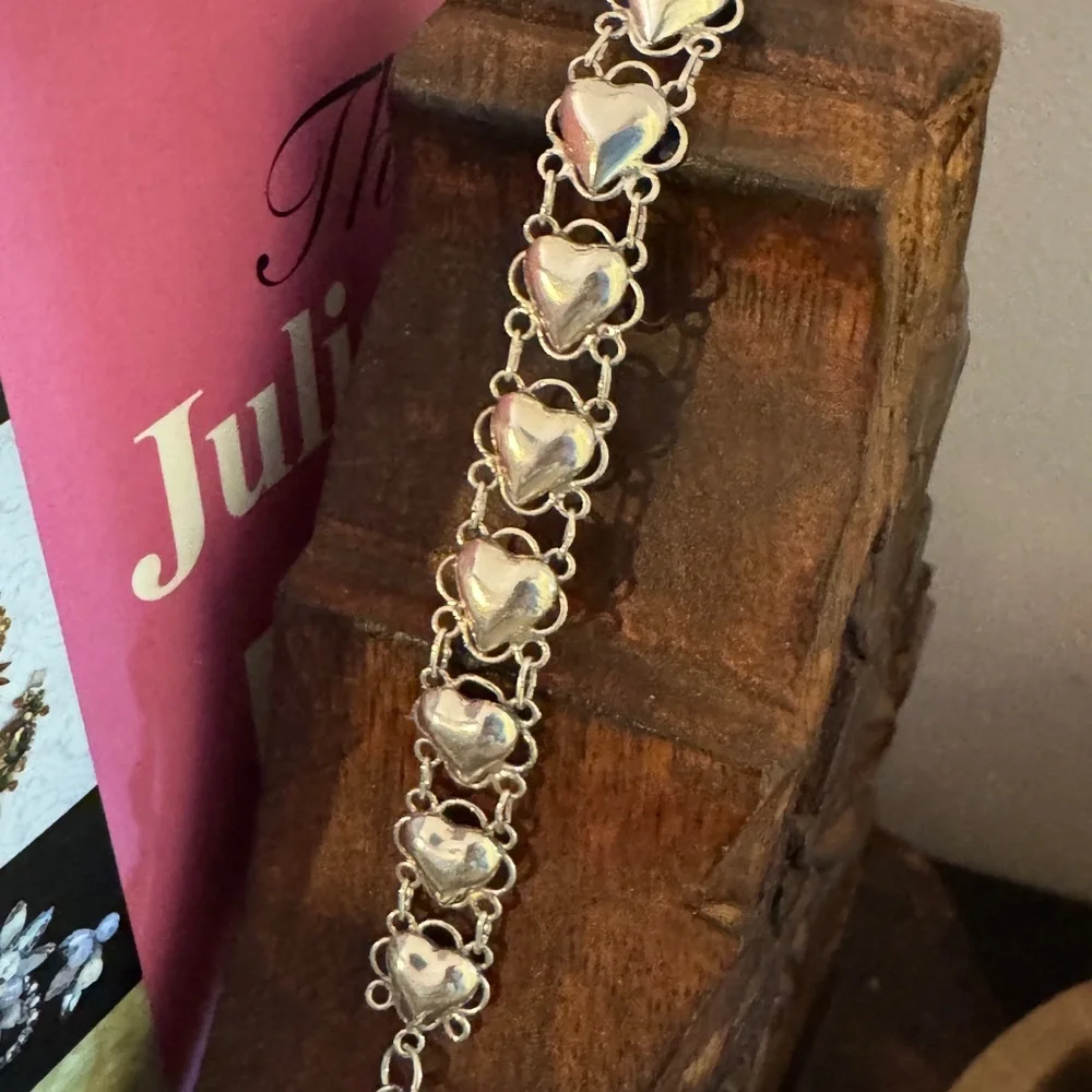 Elegant 925 Silver Bubble Heart Bracelet 7” - Picture 3 of 9